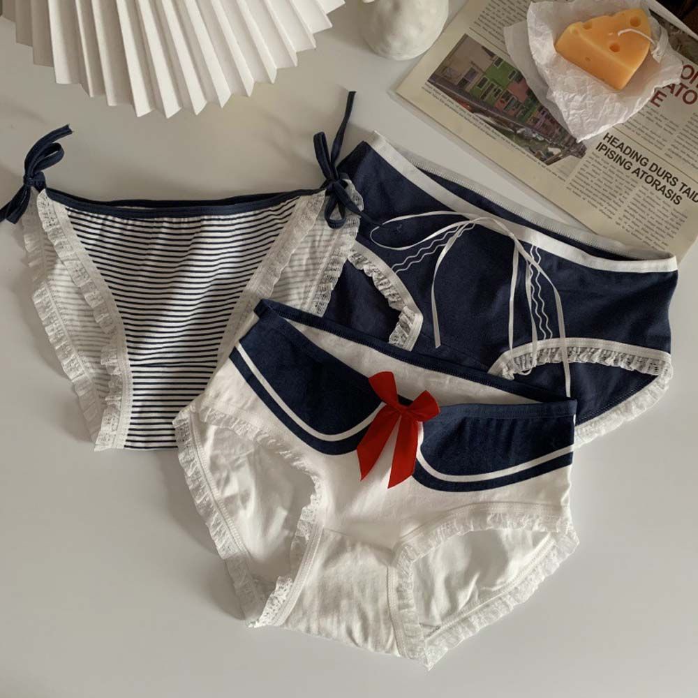 Quần lót cotton mềm mại không đường may lưng vừa thắt nơ phong cách Hàn Quốc cho nữ