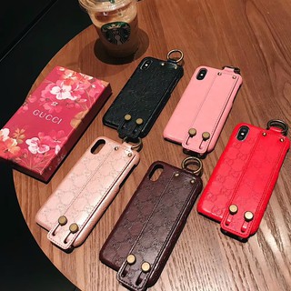 Ốp Điện Thoại Gucci Dập Nổi Họa Tiết Gucci Có Dây Đeo Cổ Tay Cho iphone11 pro Max XS XR I7 I8P