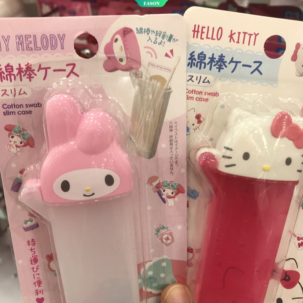 SANRIO Hộp Đựng Tăm Bông cotton Trong Suốt Sức Chứa Lớn Họa Tiết Hoạt Hình Dễ Thương Mang Đi Du Lịch Tiện Lợi