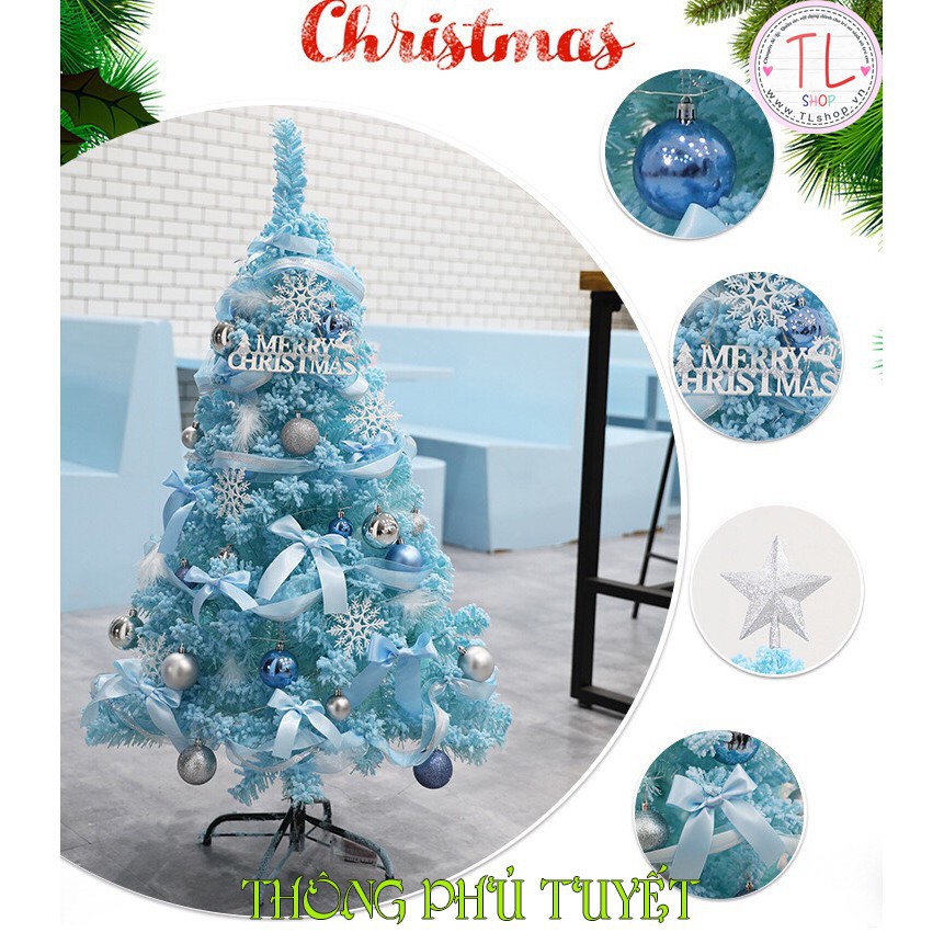 CÂY THÔNG NOEL TRANG TRÍ MÀU XANH BIỂN