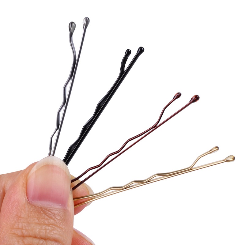 Set 50 Kẹp Tóc Mái Gợn Sóng Bằng Kim Loại Chất Lượng Cao Đơn Giản Có Hộp Đựng Cho Nữ