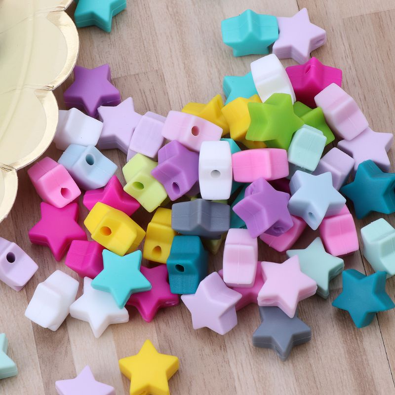 Hạt Silicon 15mm Hình Ngôi Sao Mềm Mại Đồ Chơi Gặm Nướu Cho Bé