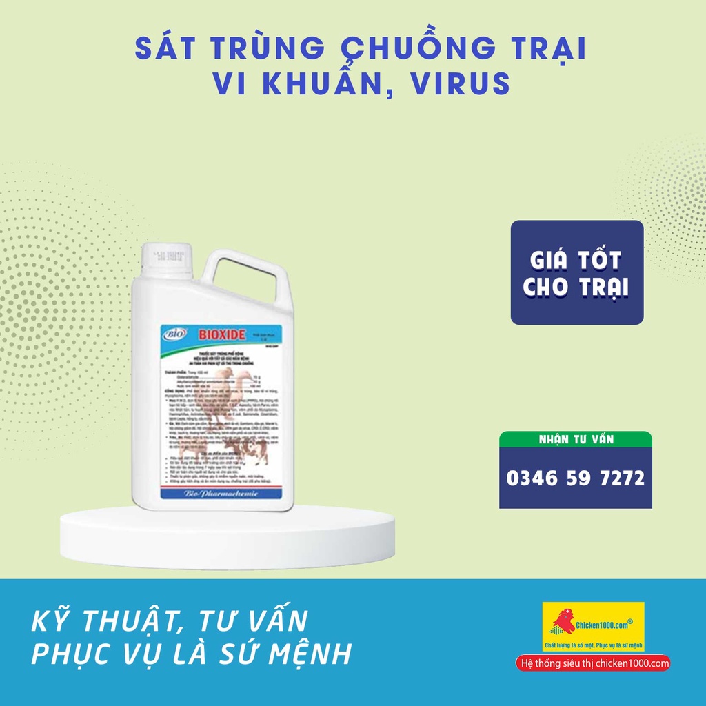 Th.uốc Sát Trùng Chuồng Trại Bio Virus Vi Trùng | BIOXIDE 1 LÍT