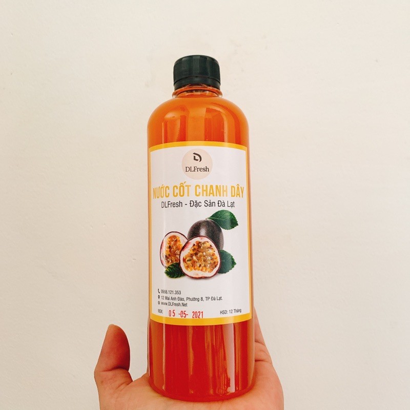 Nước Cốt Chanh Dây Không Hạt DLFRESH Đặc Sản Đà Lạt Chai 550ml