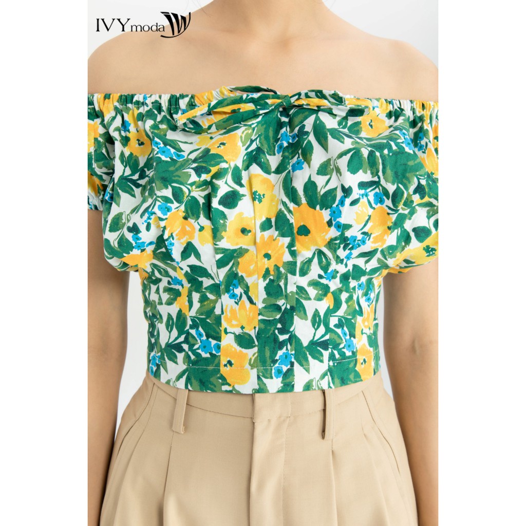 Áo croptop họa tiết hoa nữ thiết kế IVY moda MS 16B8597