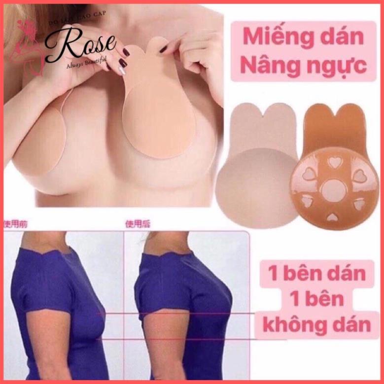 Miếng Dán Ngực Miếng Dán Đầu Ti Hình Tai Thỏ NÂNG NGỰC Chống Chảy Xệ Set 2 Miếng Dùng Được Nhiều Lần Rose PR06