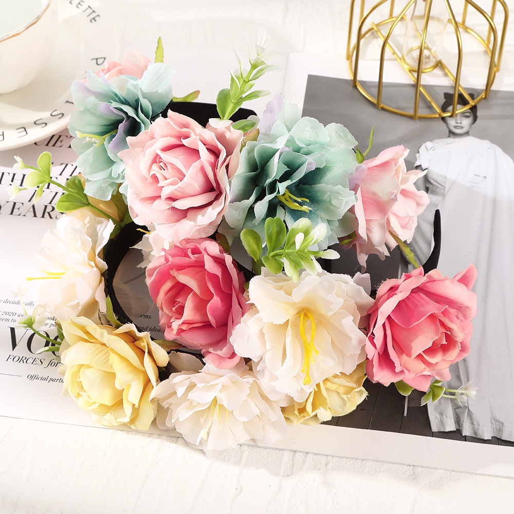 Băng đô HAIMEIKANG phối hoa hồng giả thời trang cho cô dâu