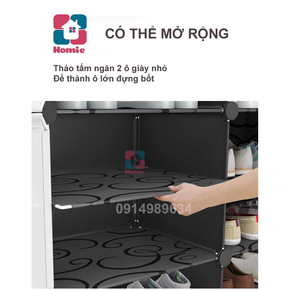 {MỚI} Tủ giày 04 ngăn (Đựng 8 đôi giày) - Tủ nhựa ghép đựng giày Cao 65cm Rộng 42cm Sâu 32cm