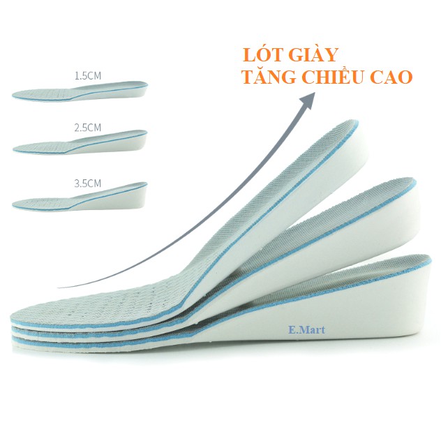 Cặp Lót Giày Tăng Chiều Cao Cao Su Độn Đế Tăng 1,5-3,5cm - Loại Nguyên Bàn Chân Thoáng Khí Thấm Hút Mồ Hôi