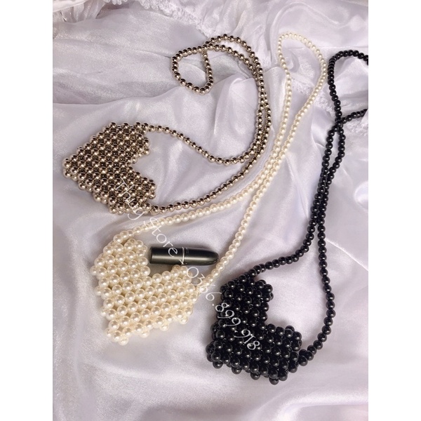 ThuyStore- Túi xách đeo chéo kết hạt hình trái tim độc đâo