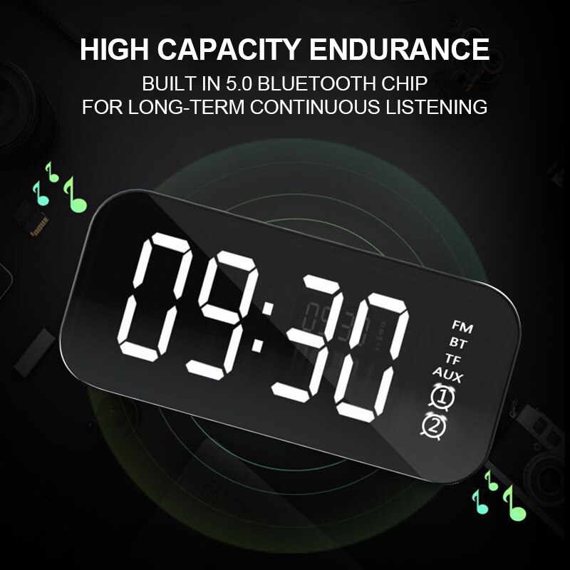 Loa Bluetooth Kiêm Đồng Hồ Báo Thức Vitog Có Đèn LED Hỗ Trợ MP3 FM Radio Tiện Dụng