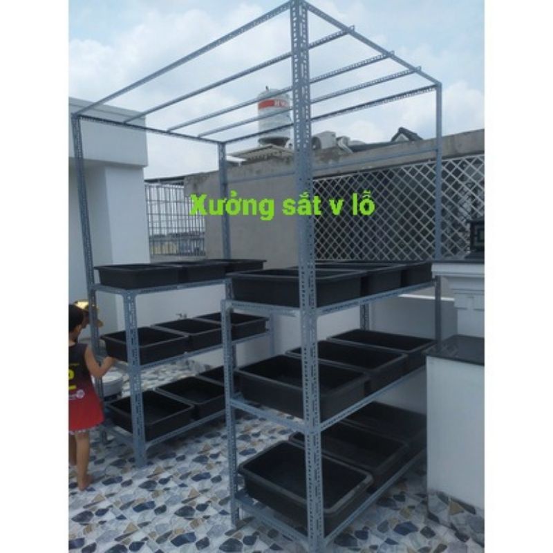 Kệ sắt V Lỗ (Kệ trồng rau sạch +trồng bầu bí(rộng1,3m x dài 2m), đa năng