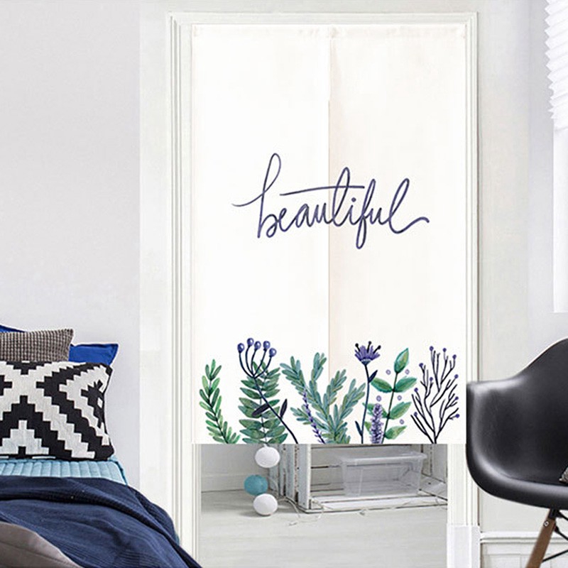 Rèm cửa vải lanh họa tiết hoa lá trang trí nhà ở