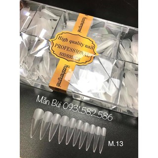 Móng úp HSM nhọn-trong-nhám tem vàng M13