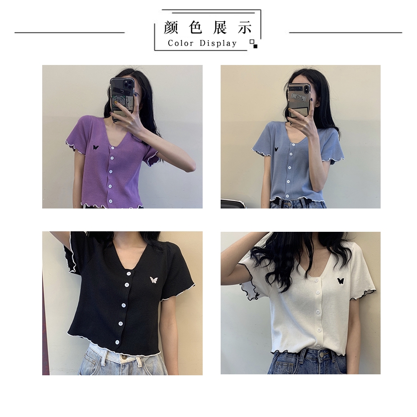 Áo Cardigan Dệt Kim Tay Ngắn Dáng Ôm In Hình Bướm Thời Trang Mùa Hè 2020 Cho Nữ | BigBuy360 - bigbuy360.vn