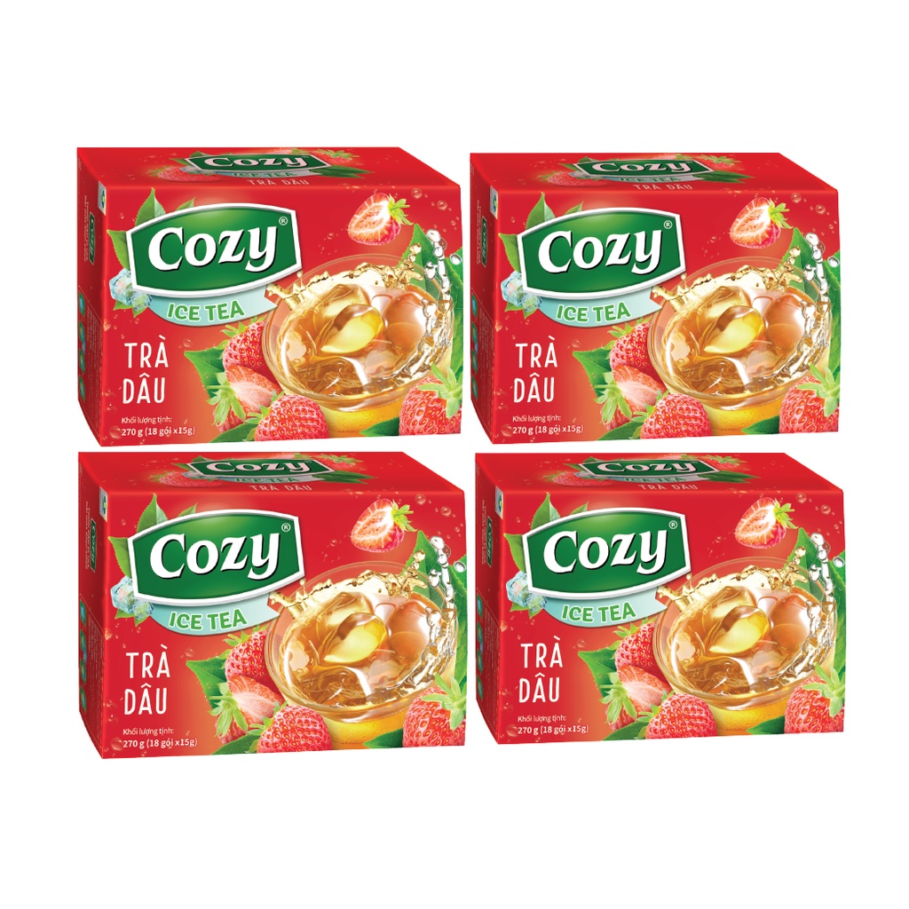 Combo 04 Hộp Cozy Trà Hòa Tan Dâu