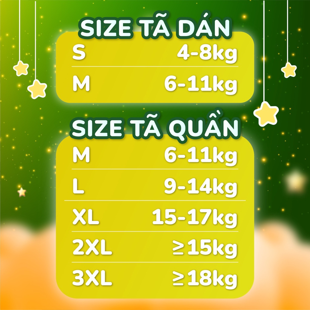 [HÀNG CHÍNH HÃNG] Tã bỉm Quần/Dán Mễ Mễ S68/M64/L58/XL54/2XL50/3XL46 Mềm Mỏng Siêu Thấm Khô Thoáng Cho Bé