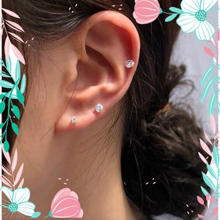 Khuyên bạc nụ đá 3mm Tlee bạc nguyên chất minhminhshop