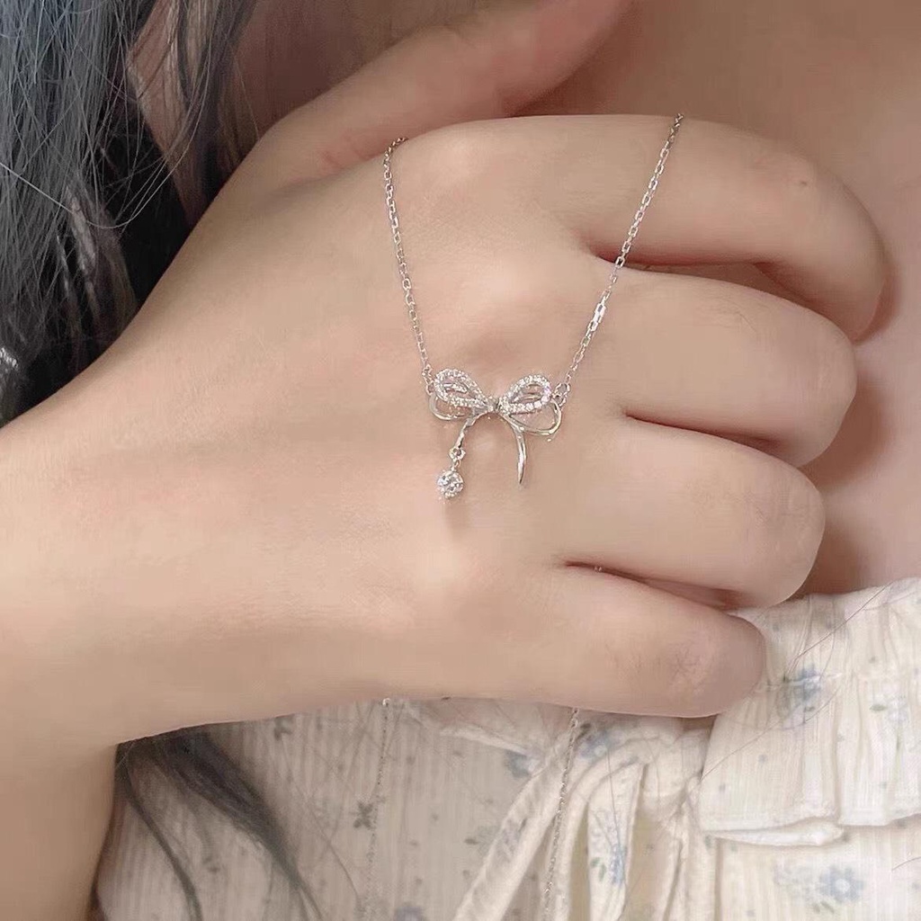 Dây Chuyền Hình Nơ Xinh Tiểu Thư Phong Cách Hàn Quốc V20 QiQi