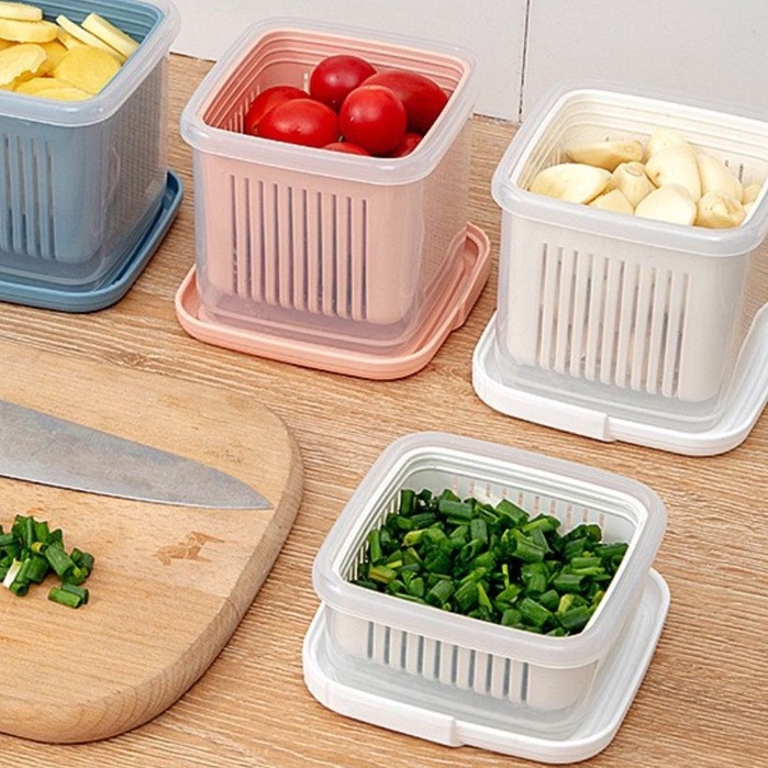 Hộp Nhựa Bảo Quản Thực Phẩm 𝐃𝐀𝐈𝐐𝐔𝐀𝐍𝐆𝐆𝐑𝐎𝐔𝐏 Hộp đựng bảo quản hành lá gừng tỏi ớt để tủ lạnh bằng nhựa cao cấp 2 lớp
