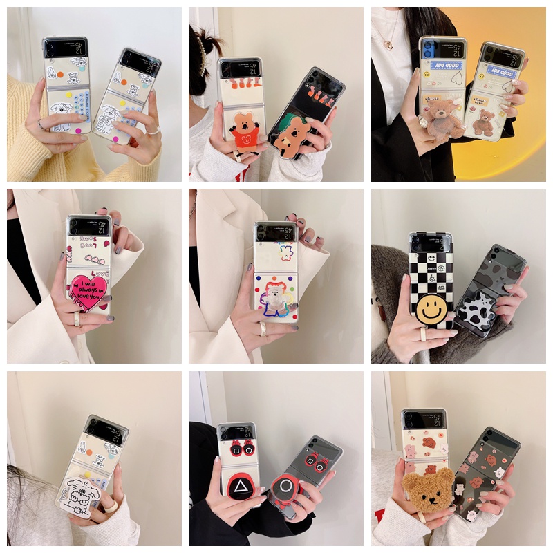 Ốp Điện Thoại PC Cứng Trong Suốt Chống Sốc Có Giá Đỡ Cho Samsung Galaxy Z Flip 3 5G