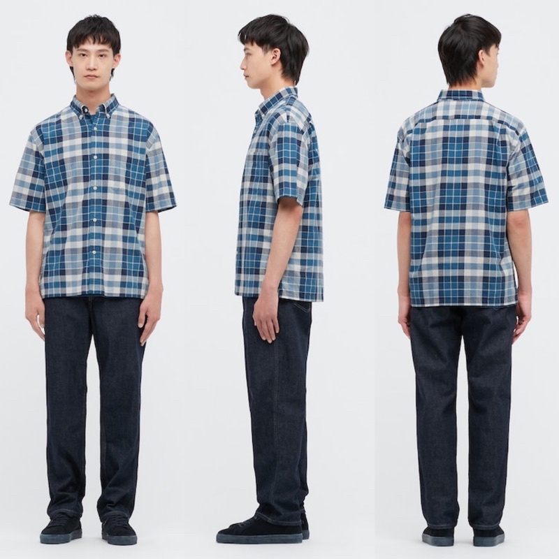 Áo sơ mi nam cộc tay kẻ caro thời trang của Uniqlo