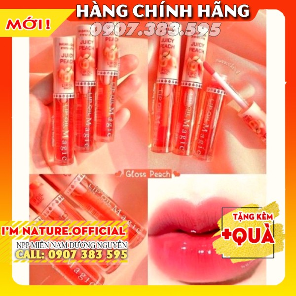 Son Dưỡng Môi Có Màu Trái Đào Lip Oil Magic Hasaya Girl Môi Căng Mọng