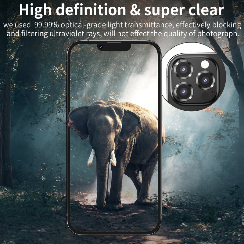Kính Cường Lực Viền Kim Loại Nhôm Bảo Vệ Camera Cho iphone 11 12 13 14 pro max promax plus14plus