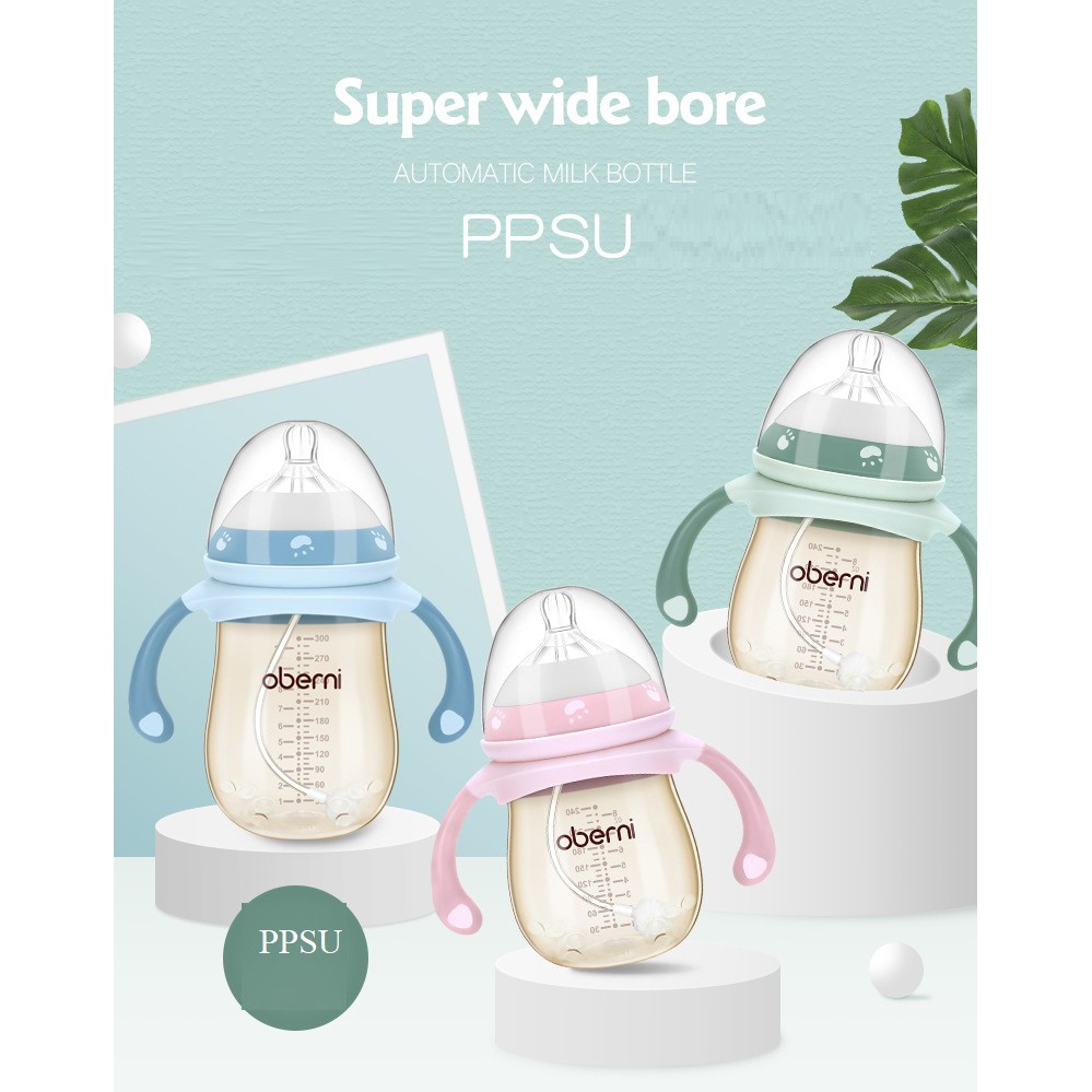 Bình sữa PPSU Oberni cổ rộng 240 ml/ 300 ml