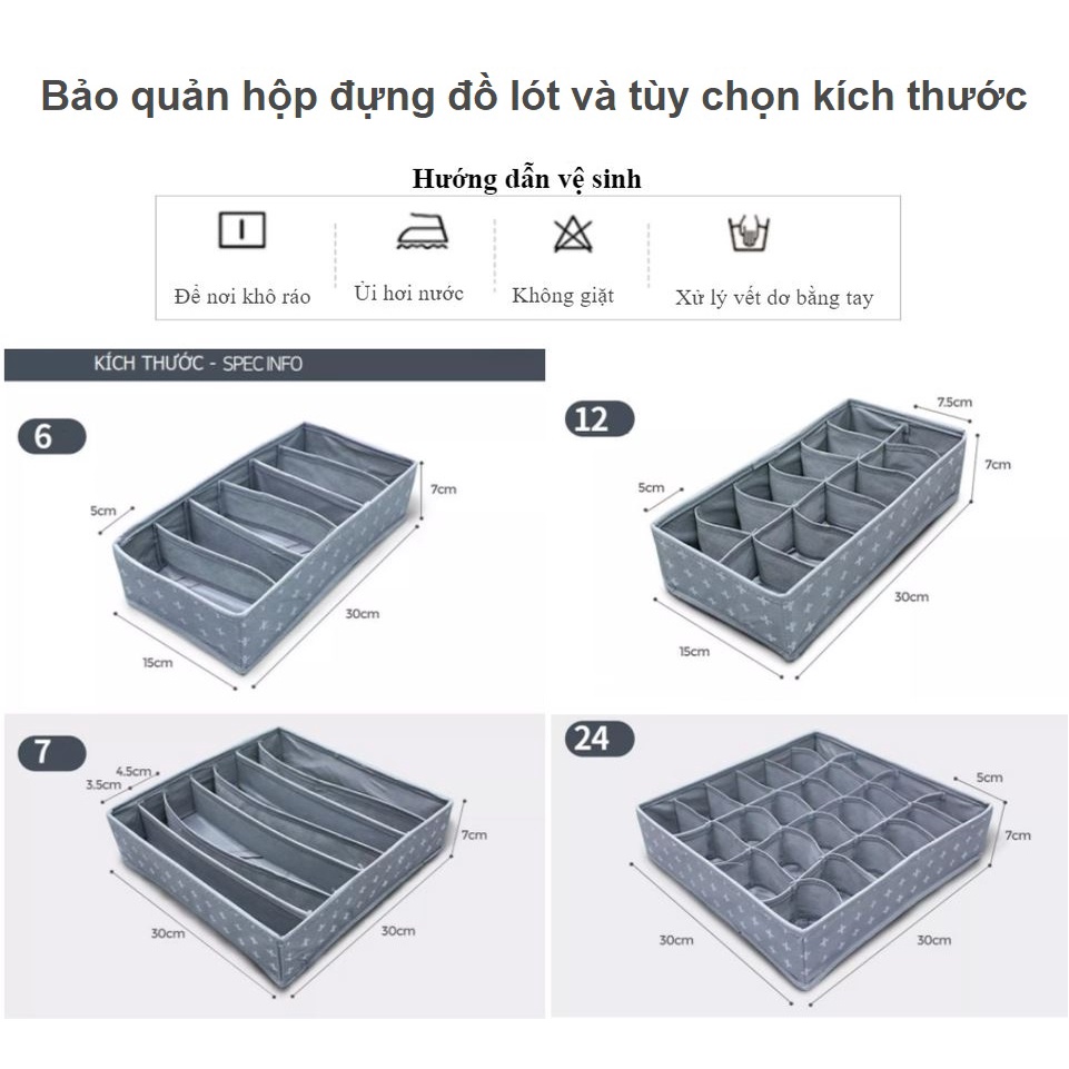 [Mã LIFEBKM1 giảm 10% tối đa 1 triệu đơn từ 500k] Hộp Đựng Đồ Lót Gấp Gọn Morning House- Combo hộp 6+7+12+24 Ngăn