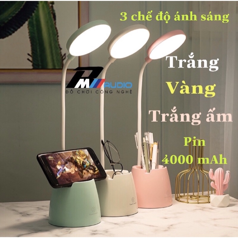 Đèn học,đèn để bàn,bảo vệ mắt có ánh sáng vàng chống cận thị ,pin tích điện 4000mAh tăng giảm được độ sáng-BMVAUDIO