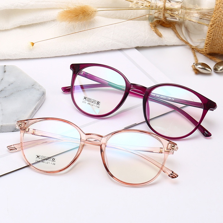 Gọng kính cận tròn BEOMALL chất liệu nhựa dẻo siêu bền bỉ có thể đeo chống bụi thiết kế đẳng cấp 203