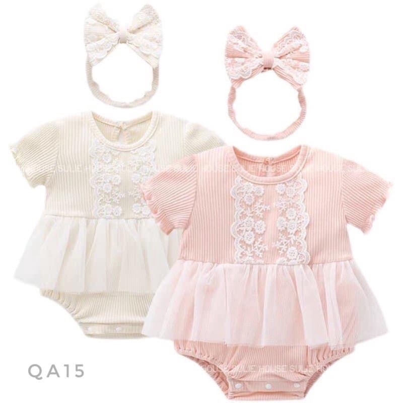 Bộ body ren kèm băng đô - QA15