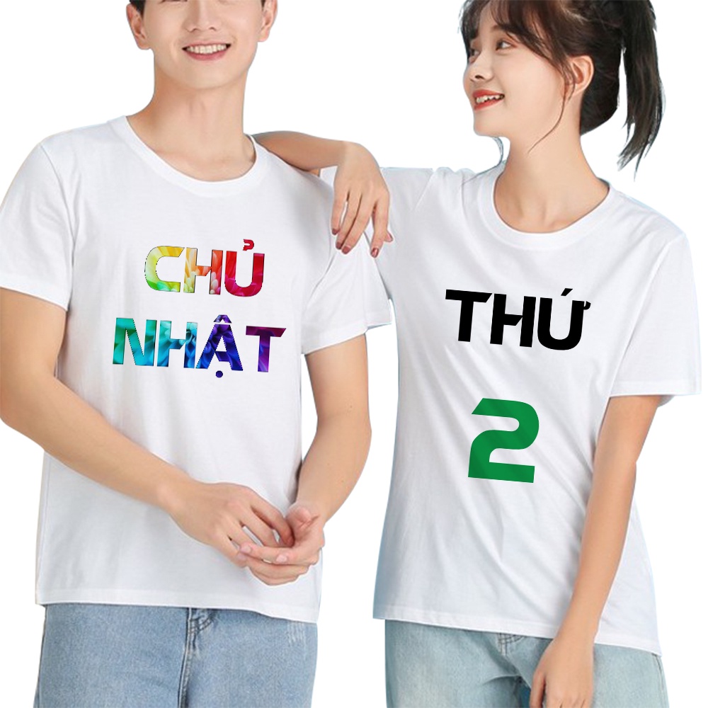 Áo Thun In hình 7 Ngày Trong Tuần Andromeda Nam Nữ Vải Dày Đẹp
