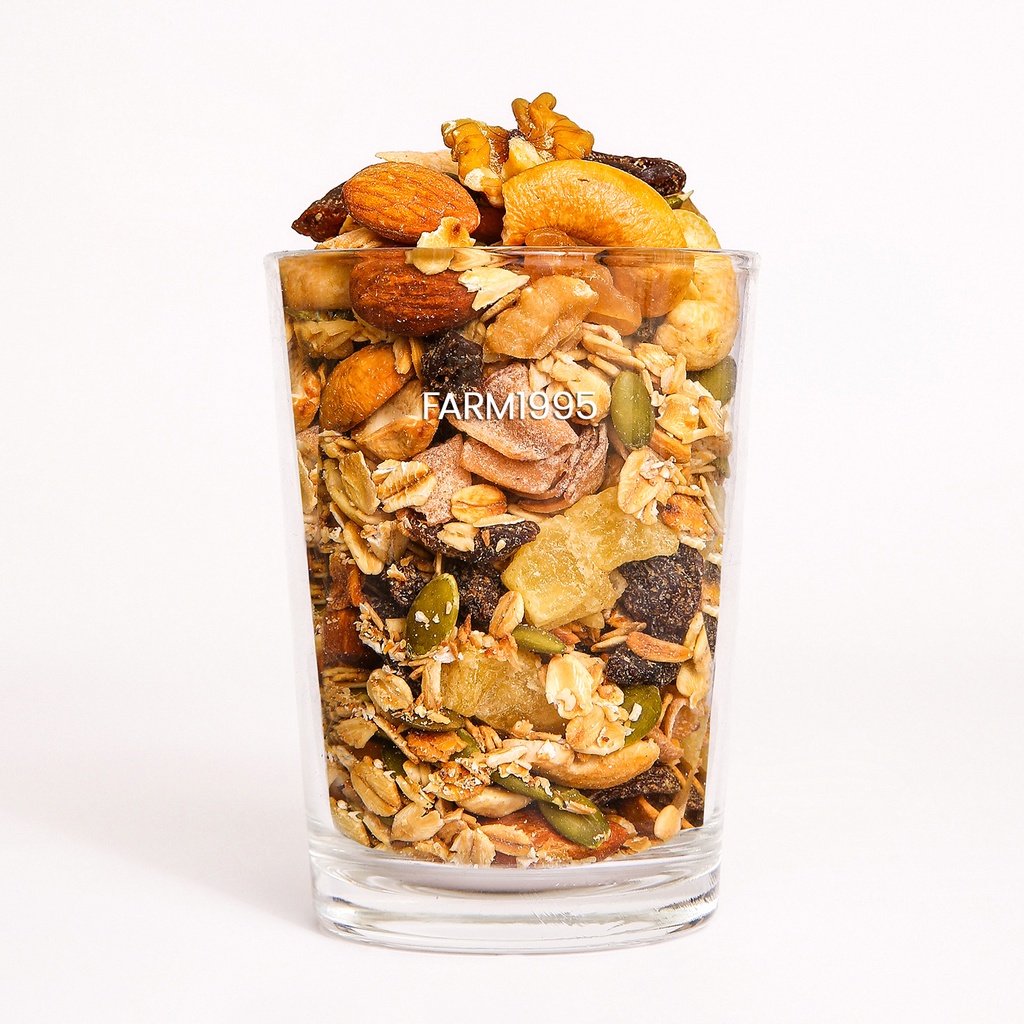 Granola ăn kiêng, ngũ cốc giảm cân loại granola siêu hạt và granola tiêu chuẩn Farm1995 - 500g