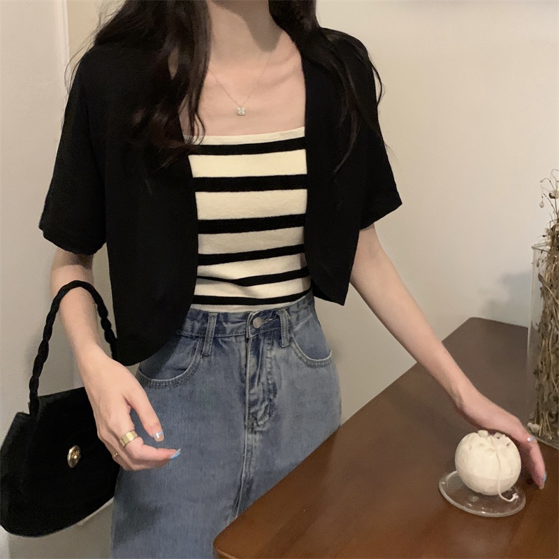 Áo Cardigan Dệt Kim Ngắn Tay Phong Cách Mới Mùa Hè 53581