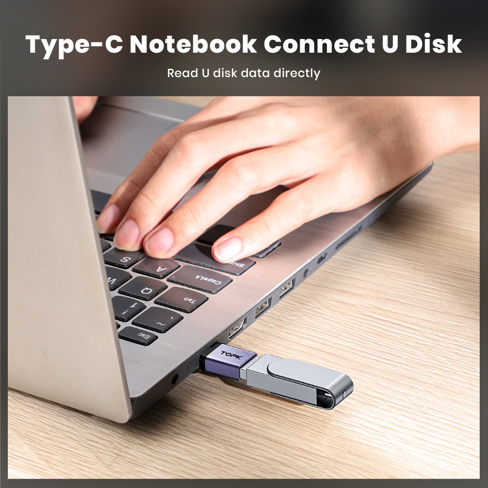 Đầu chuyển đổi OTG TOPK AT06 cổng Type C sang USB 3.0 chất lượng cao