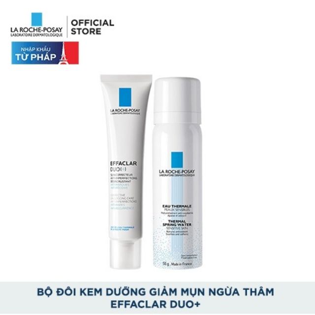 Sét kem dưỡng giảm mụn duo+ kèm xịt khoáng La roche posay