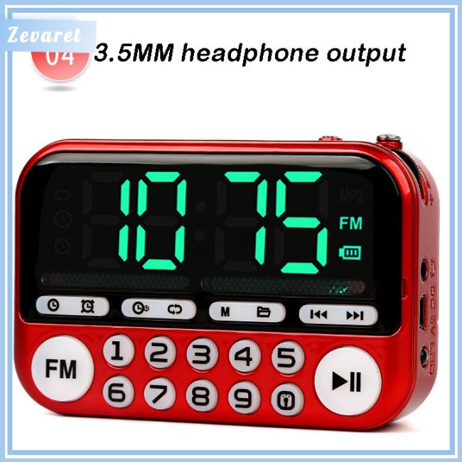 Loa Zevaret Mini Cầm Tay Màn Hình Kỹ Thuật Số Tích Hợp Đài FM USB TF MP3
