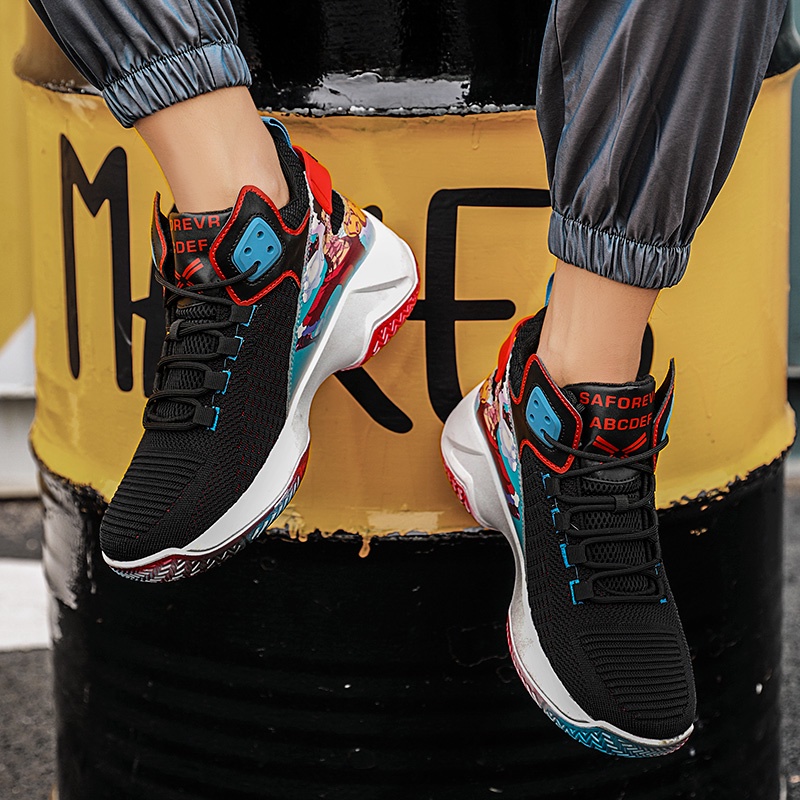 Giày Thể Thao Nam Thoáng Khí In Hình Anime Cá Tính Size 39-45