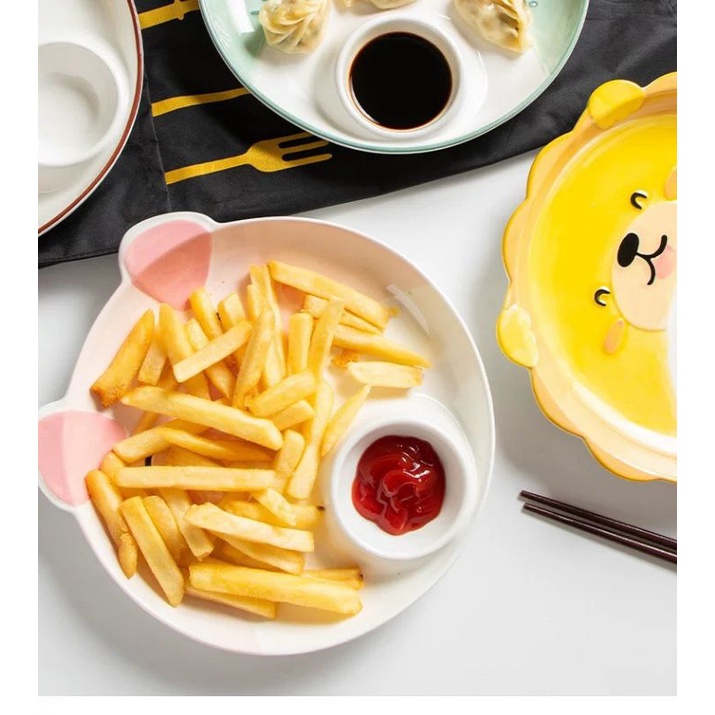 Đĩa ngăn chấm hình thú 21cm