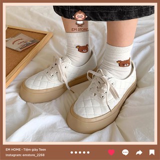 GIÀY SNEAKER VINTAGE TRẮNG ĐƯỜNG BẮT CHÉO XINH ĐẾ BÁNH MÌ ÊM CHÂN DỄ PHỐI ĐỒ ĐI HỌC ĐI CHƠI 3CM