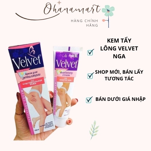 Kem tẩy lông Velvet  chính hãng Nga _ dùng để tẩy lông nách, lông tay, lông chân hiệu quả tuýp 100ml