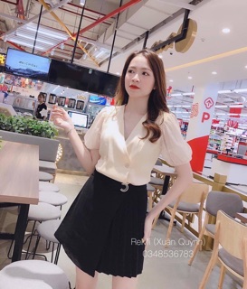 Áo sơ mi lụa phối tay voan