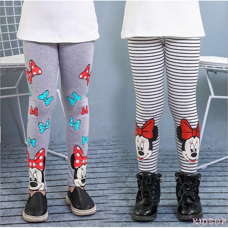 Quần legging dài in hình chuột mickey minnie xinh xắn cho bé gái từ 2-7 tuổi