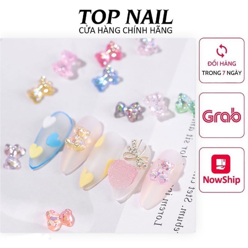 Khay tròn 10 charm gấu trang trí móng