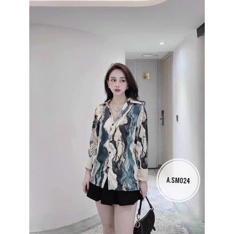 Sơ Mi Loang Phối Cổ Lụa