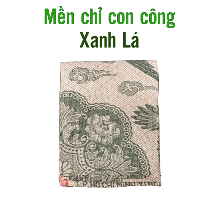 Mền chỉ cotton con công xanh lá 1m6 x 2m , 700g - 800g