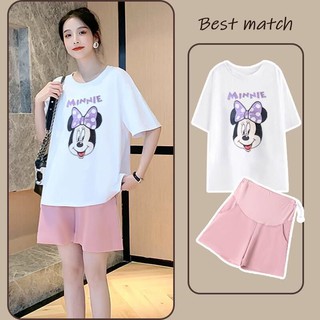 Set Áo Thun Ngắn Tay + Quần Short Thoải Mái Cho Mẹ Bầu