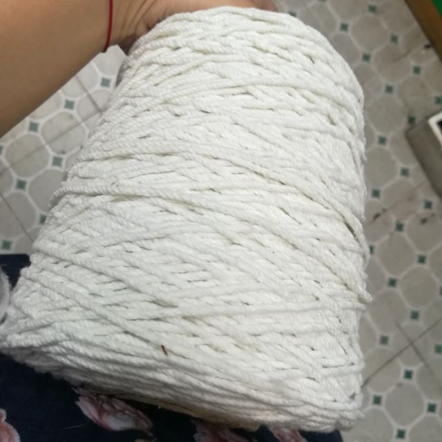 1kg dây thừng Macramé cotton 3mm, 5mm trắng